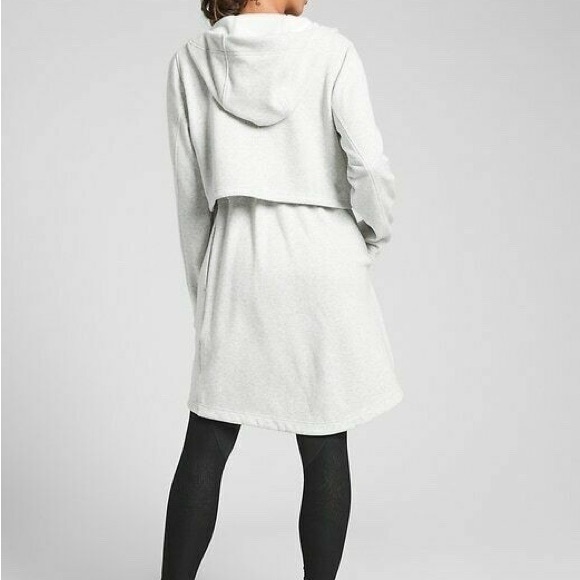 Athleta Light Gray Hooded Zip-Up Jacket SZ L - Picture 2 of 8